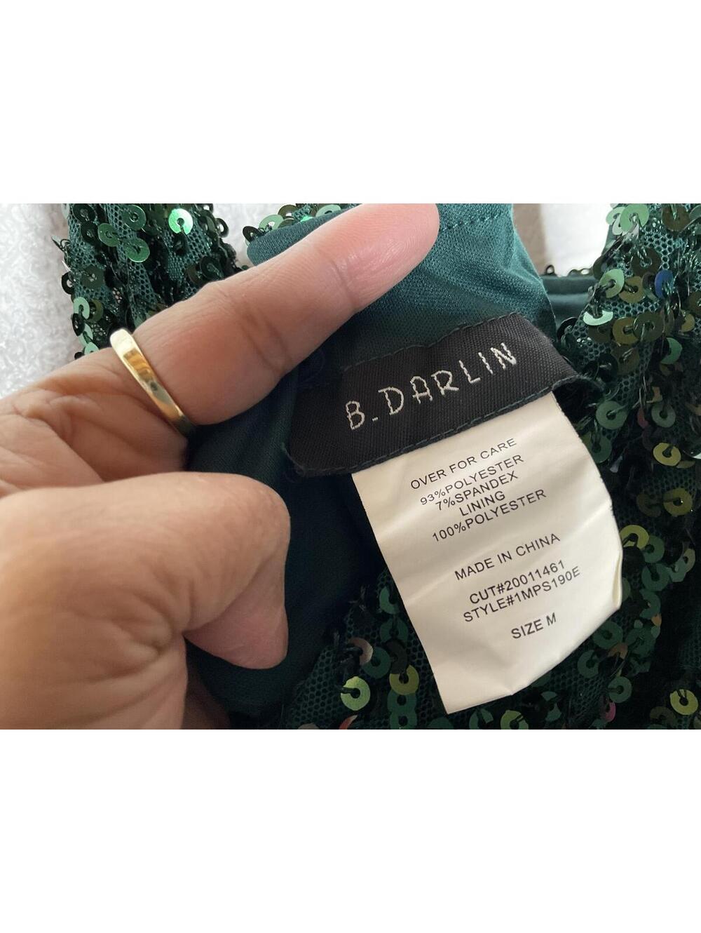 < B. Darlin Dark Green Sequin Embellished Formal Mini Dress > - Picture 2 of 3